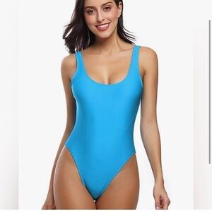 Bright blue beautiful simple swimsuit-  Miaiulia